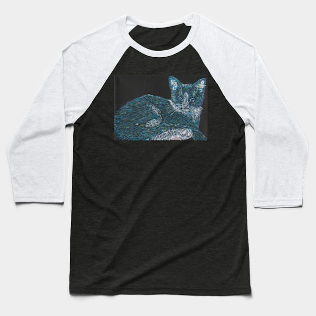 blue cat Baseball T-Shirt by SamsArtworks